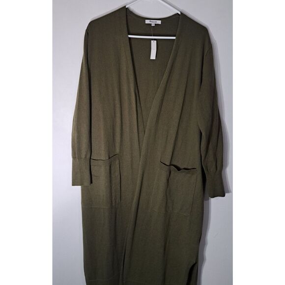 Madewell Womens Small LONG army green Cardigan Sweater Wool Alpaca - Picture 5 of 9